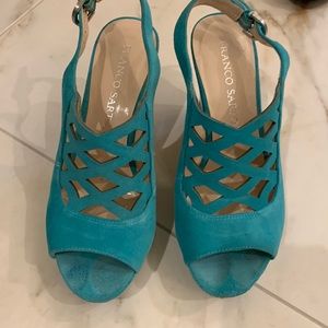 Franco sarto size 6.5 teal wedges